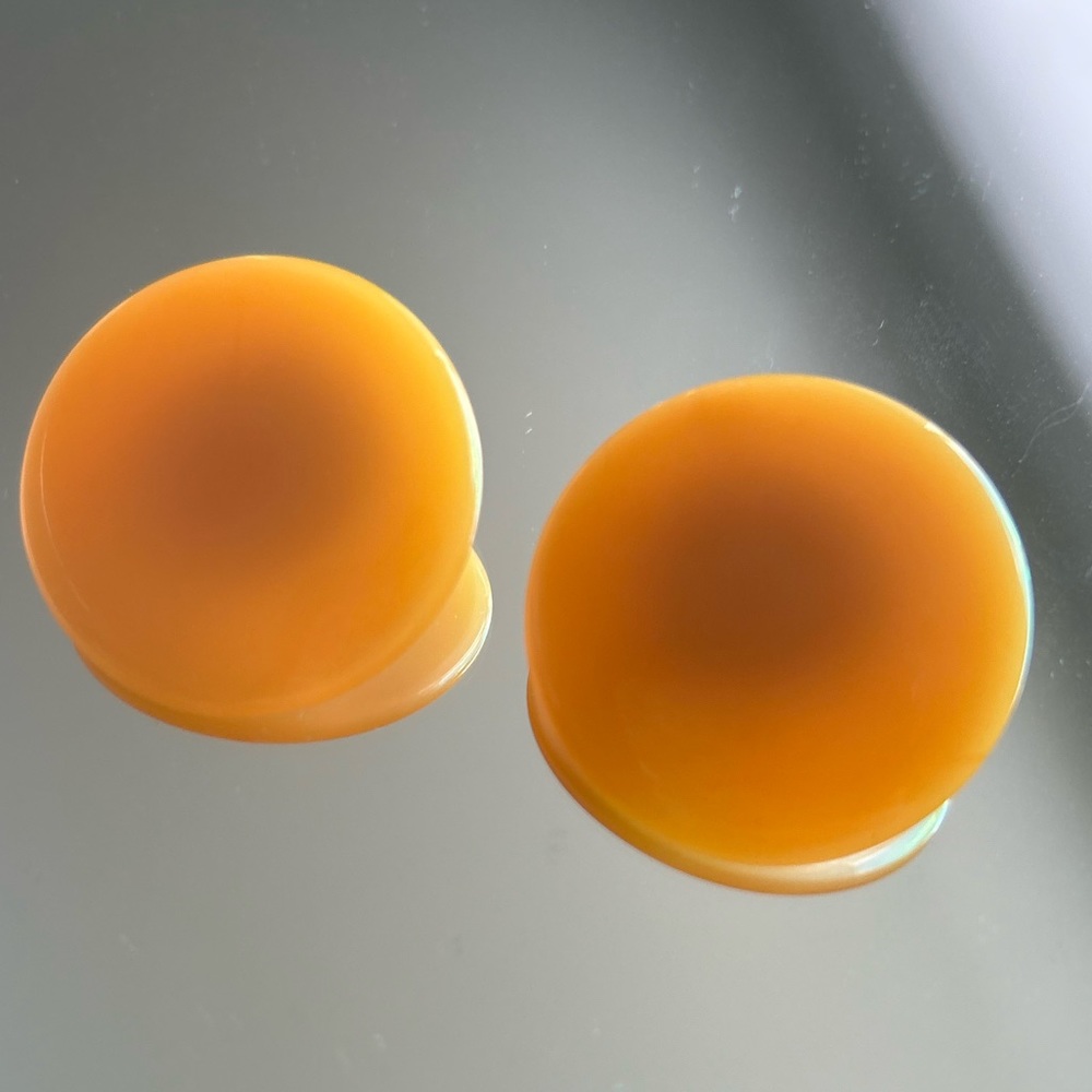 Orange Circle with silver Clip-on Earrings